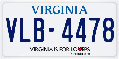 VA license plate VLB4478