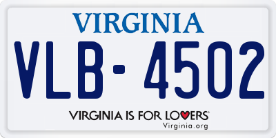 VA license plate VLB4502