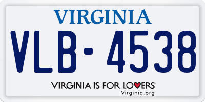 VA license plate VLB4538