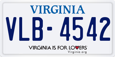 VA license plate VLB4542