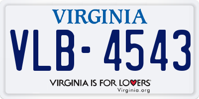 VA license plate VLB4543