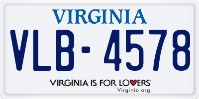 VA license plate VLB4578