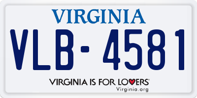 VA license plate VLB4581