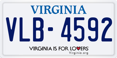 VA license plate VLB4592