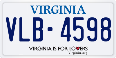 VA license plate VLB4598