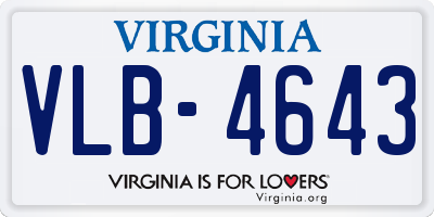 VA license plate VLB4643