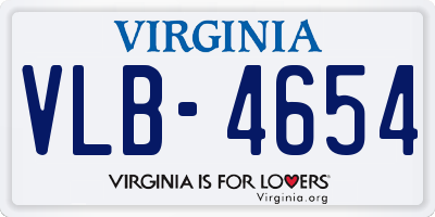 VA license plate VLB4654
