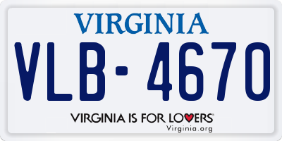 VA license plate VLB4670