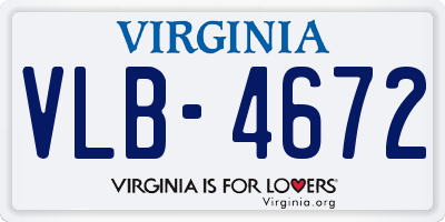 VA license plate VLB4672