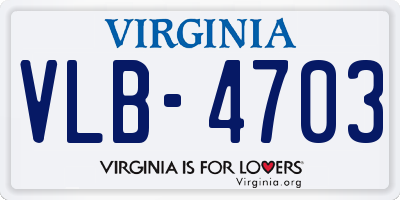 VA license plate VLB4703
