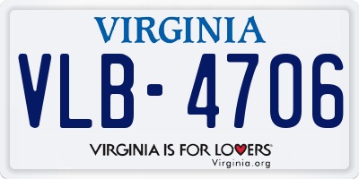 VA license plate VLB4706