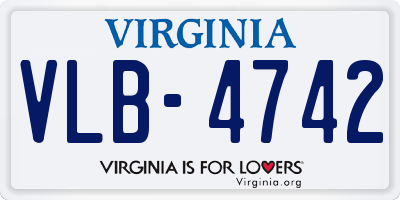 VA license plate VLB4742