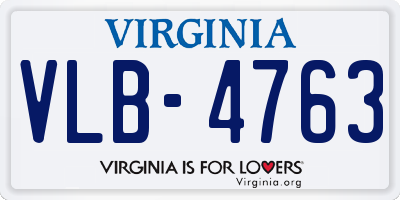 VA license plate VLB4763