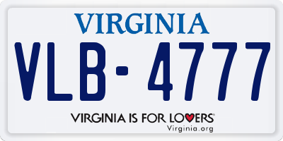VA license plate VLB4777