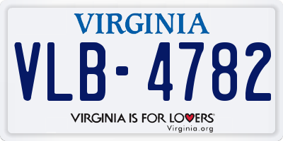 VA license plate VLB4782