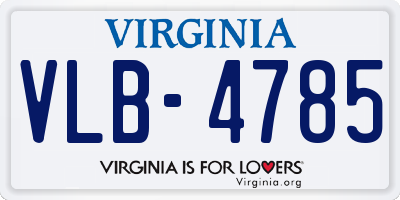 VA license plate VLB4785