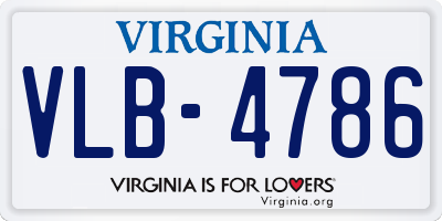 VA license plate VLB4786