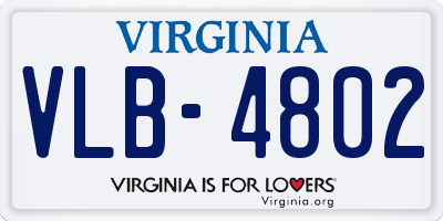 VA license plate VLB4802