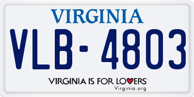 VA license plate VLB4803