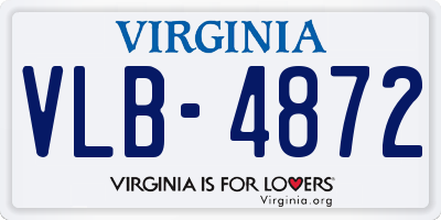 VA license plate VLB4872