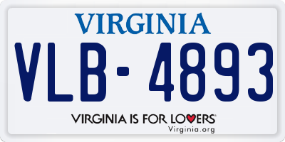 VA license plate VLB4893