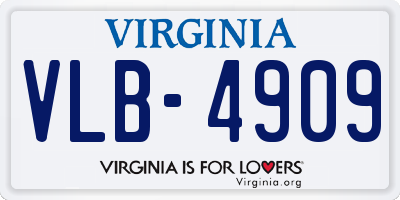 VA license plate VLB4909