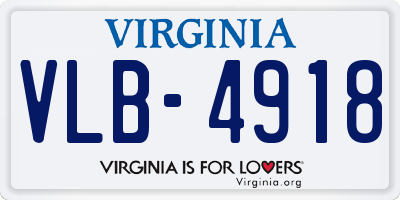 VA license plate VLB4918