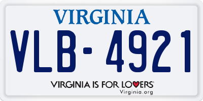 VA license plate VLB4921