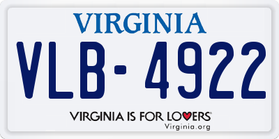 VA license plate VLB4922