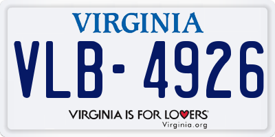 VA license plate VLB4926