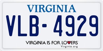VA license plate VLB4929