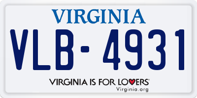 VA license plate VLB4931