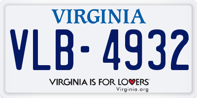VA license plate VLB4932