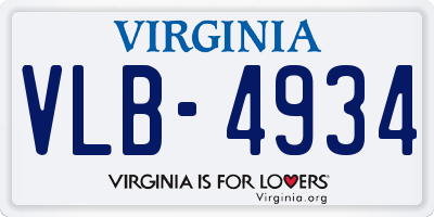 VA license plate VLB4934
