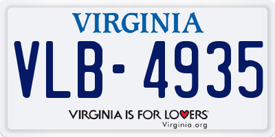 VA license plate VLB4935