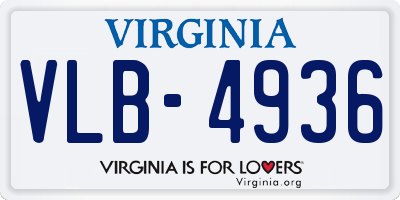 VA license plate VLB4936