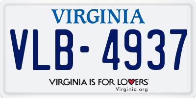 VA license plate VLB4937