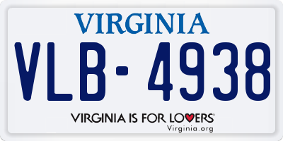 VA license plate VLB4938
