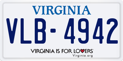 VA license plate VLB4942