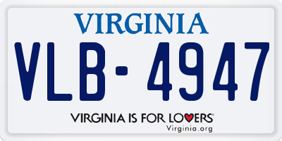 VA license plate VLB4947