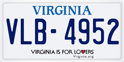 VA license plate VLB4952