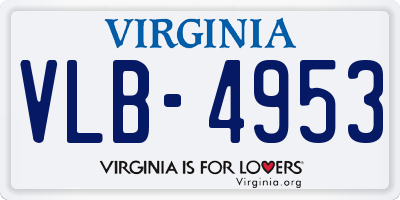 VA license plate VLB4953