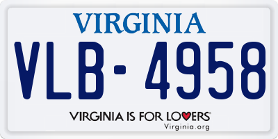 VA license plate VLB4958