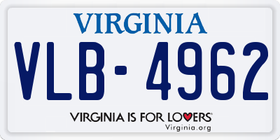 VA license plate VLB4962