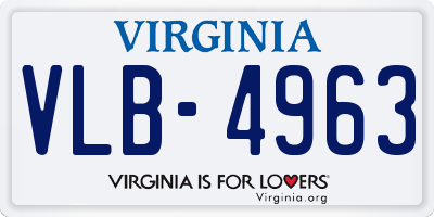 VA license plate VLB4963