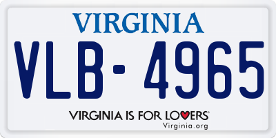 VA license plate VLB4965