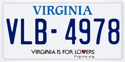 VA license plate VLB4978