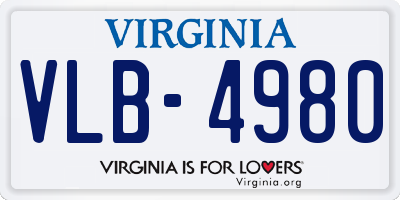 VA license plate VLB4980