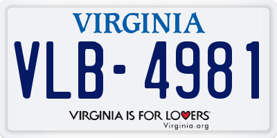 VA license plate VLB4981