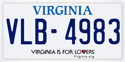 VA license plate VLB4983